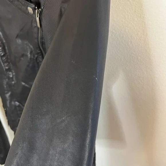 Cole Haan Leather Moto Jacket in Black Size Small